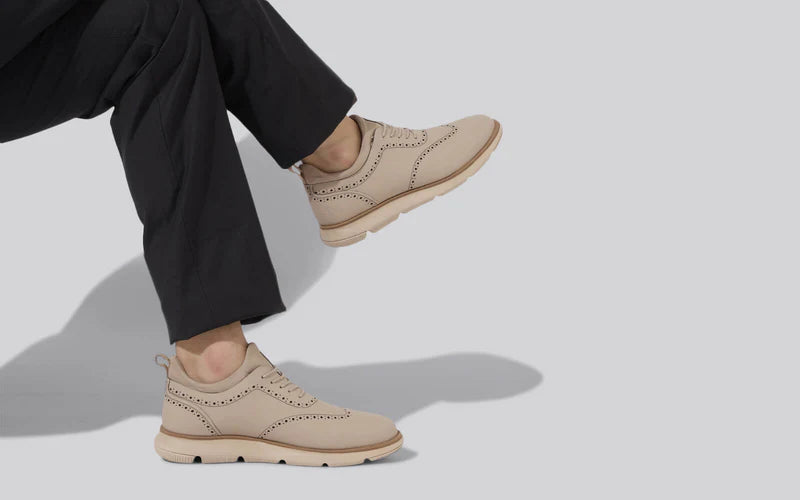 Lightweight Beige Crossover Brogues for Men Everyday Style