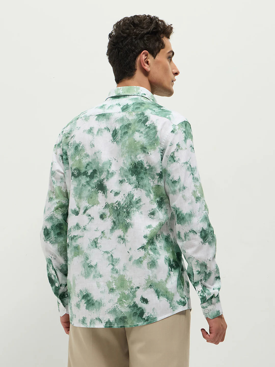 Designer Inspired Green Printed Casual Shirt for Men with Long Sleeve Styling