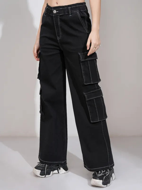 Trendy Women’s Black Straight Fit Stretchable Jeans for Office Casual and Weekend Wear