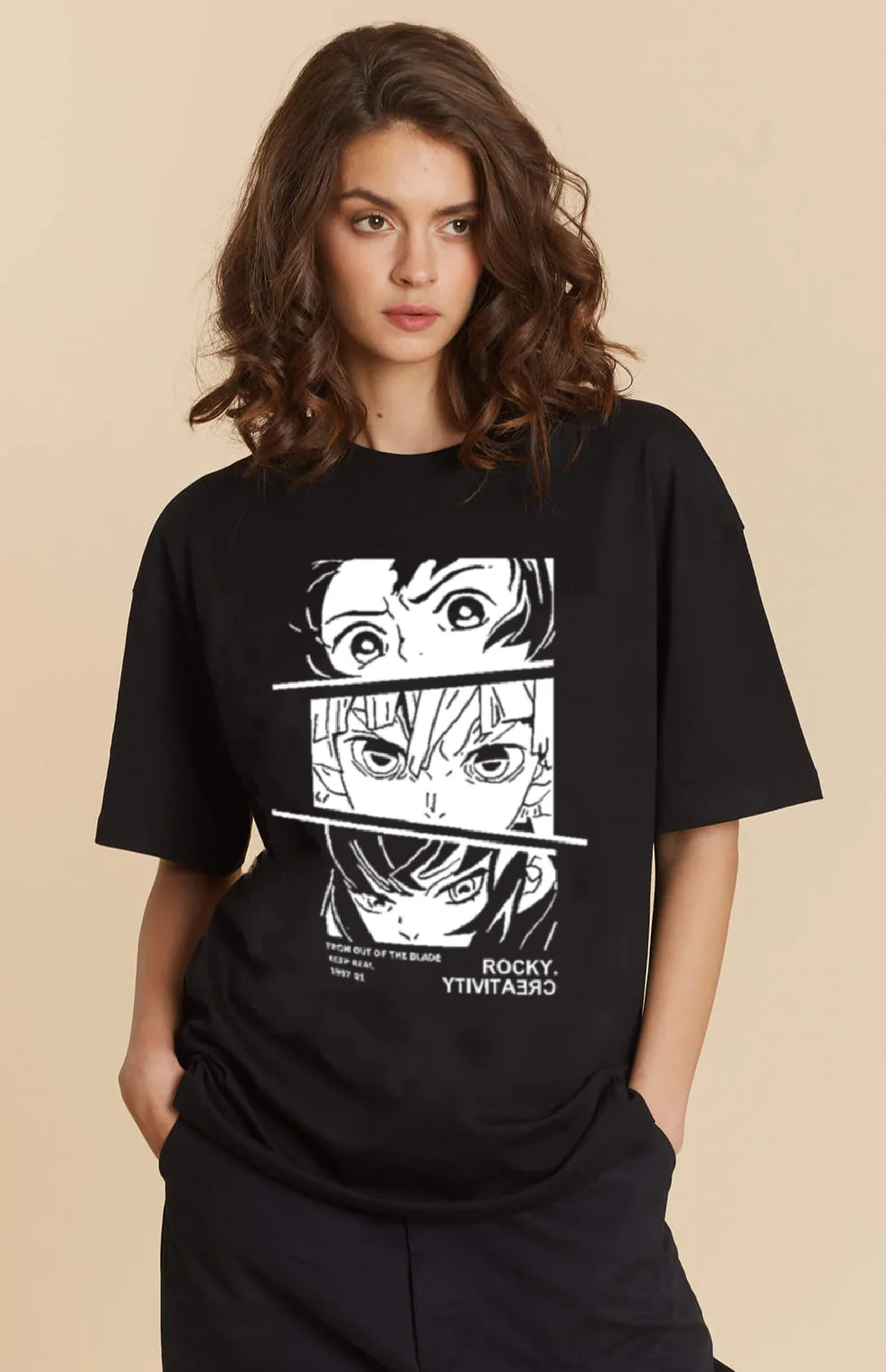 Soft Cotton Anime Graphic Oversized T-Shirt for Women