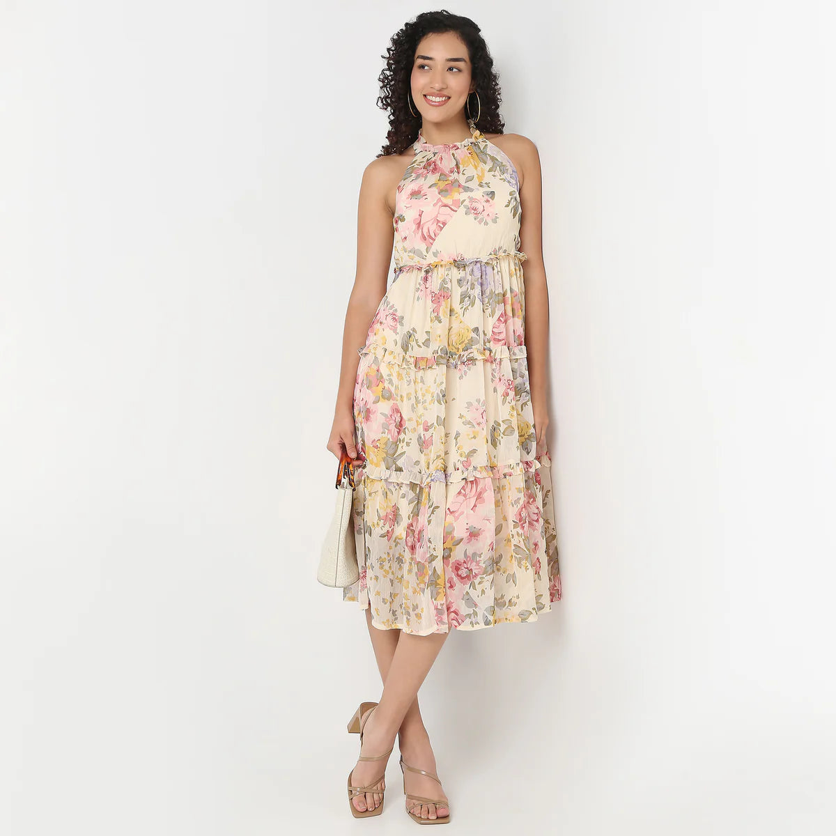 Floral Print Flared Dress for Women with Sleeveless Design and Comfortable Fit