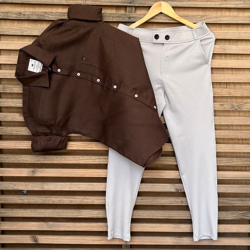 High Quality Men’s Cotton Shirt and Stretchable Heavy Lycra Pant Combo for Work and Party