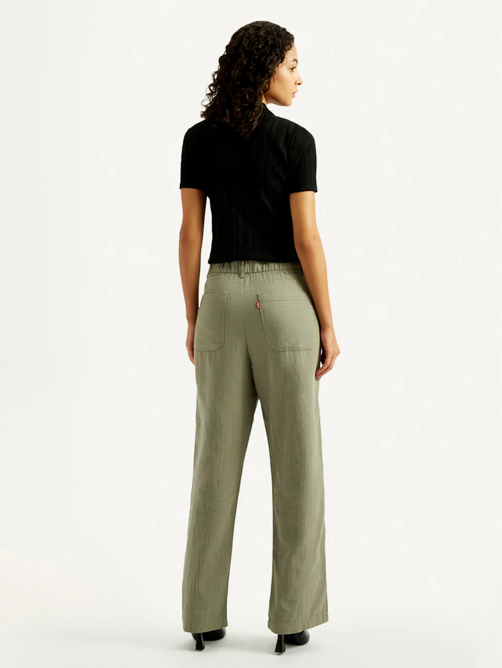 Olive Green Loose Fit Mid Rise Trousers for Women Perfect for Casual Everyday Fashion Looks