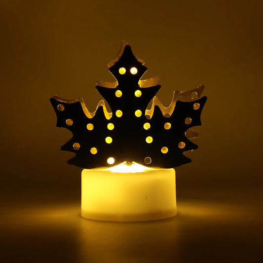 Gold Metal Leaf LED Diya Lamp Decorative Lighting for Diwali Celebration at Home