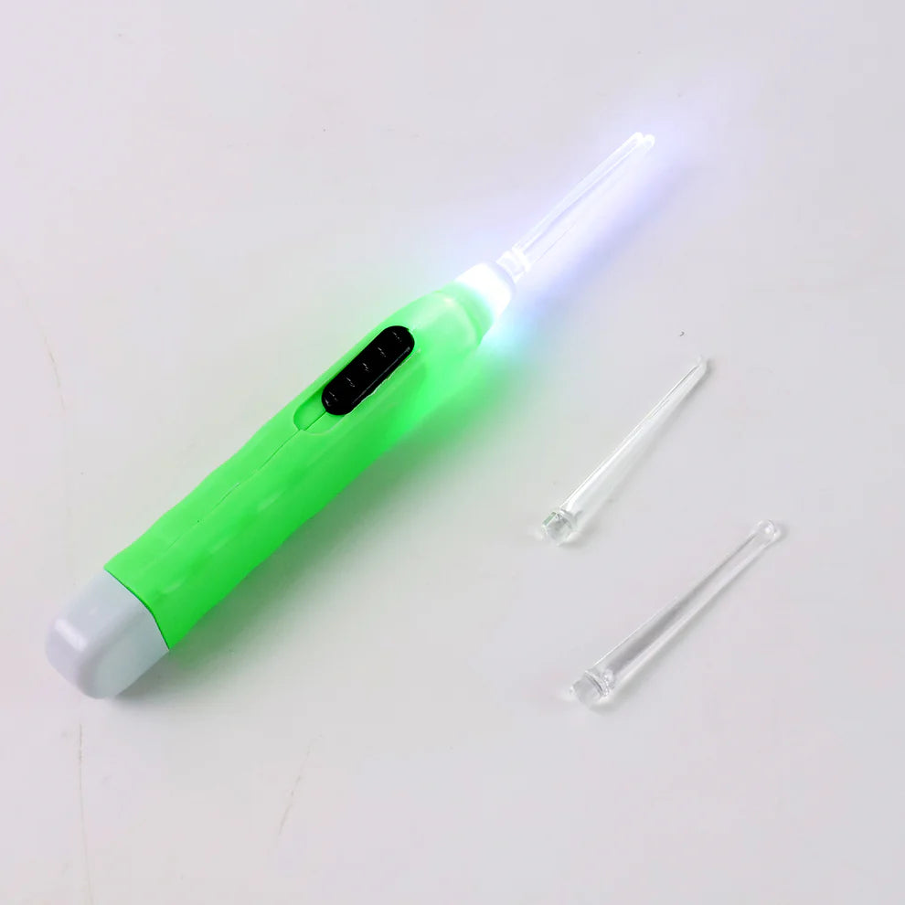 Green LED Ear Wax Removal Tool with Tweezer for Easy and Safe Cleaning