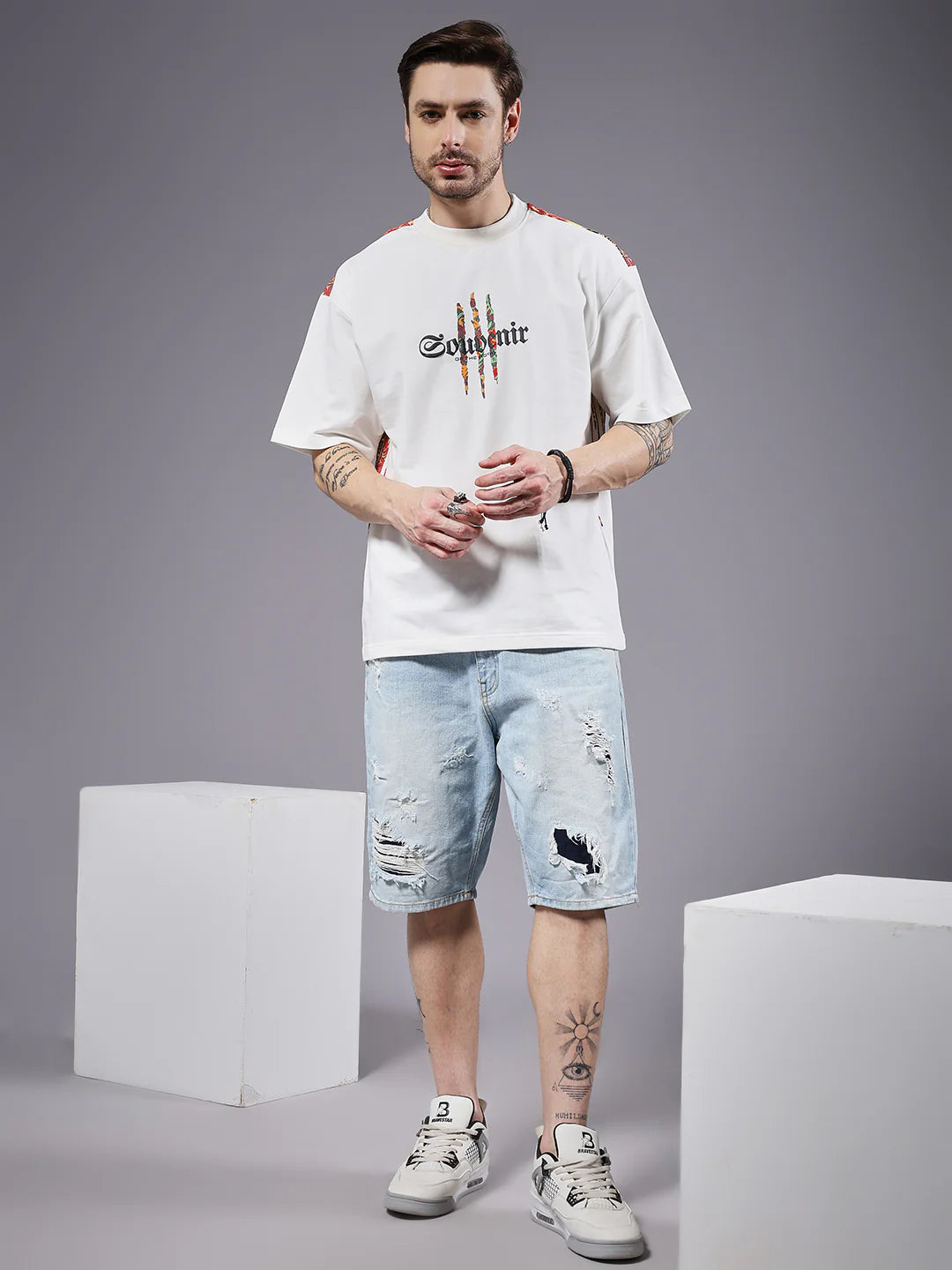 Trendy Oversized T-Shirt for Men Puff Graphic Print
