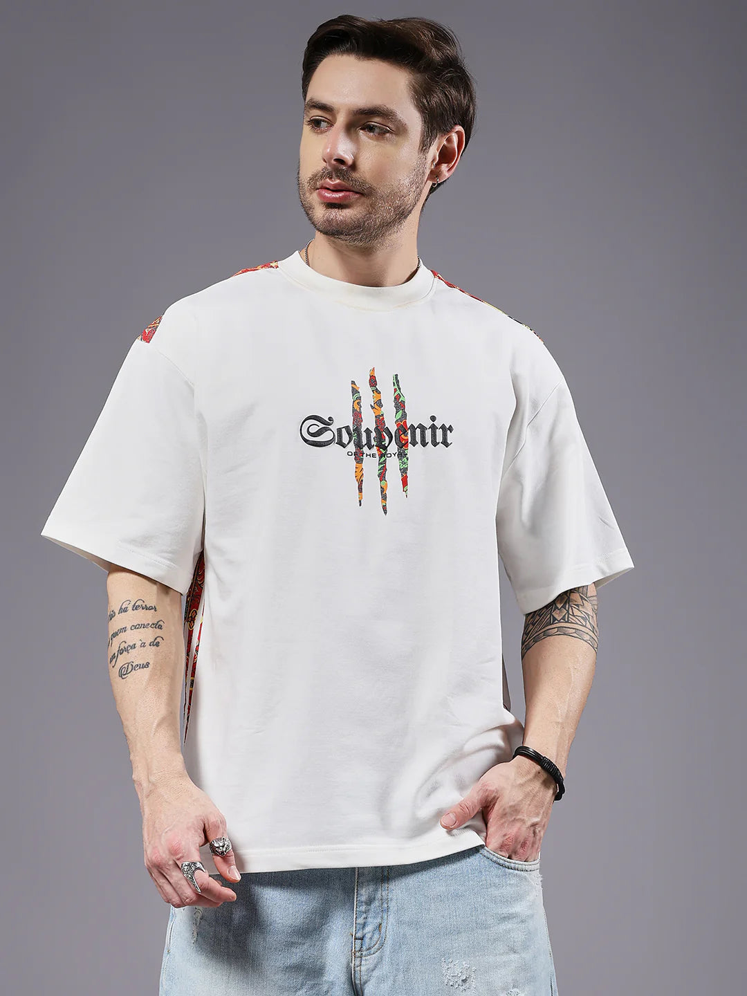 Trendy Oversized T-Shirt for Men Puff Graphic Print