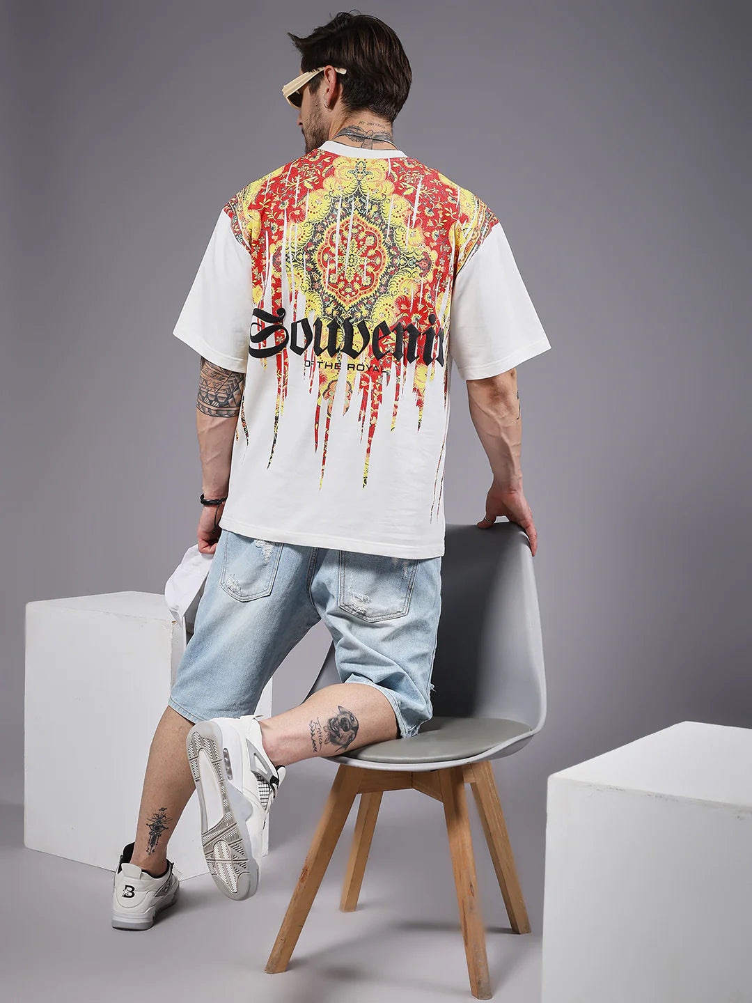 Trendy Oversized T-Shirt for Men Puff Graphic Print