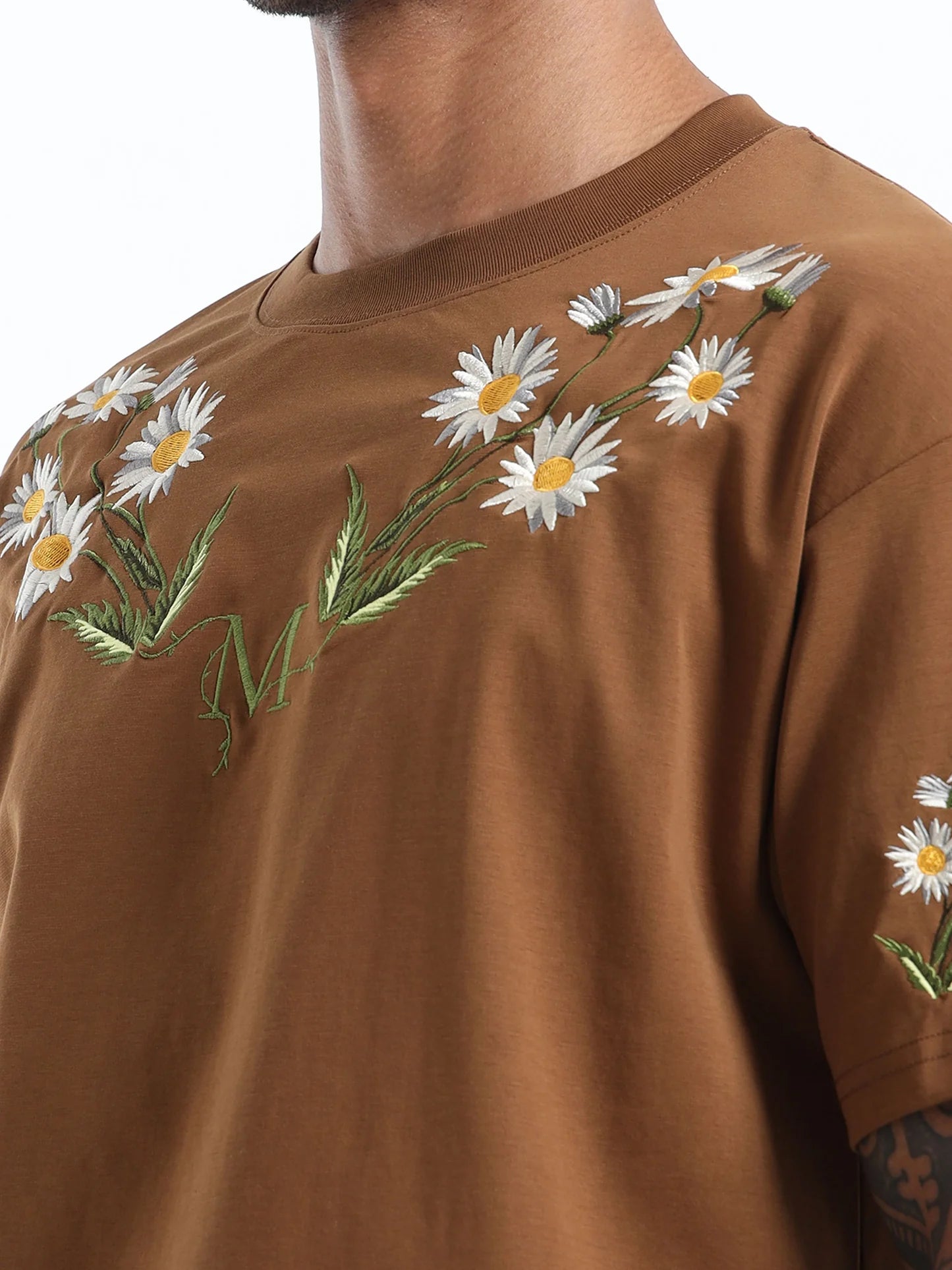 Stylish Brown Loose-Fit Round Neck T-Shirt for Men with Soft Touch Fabric