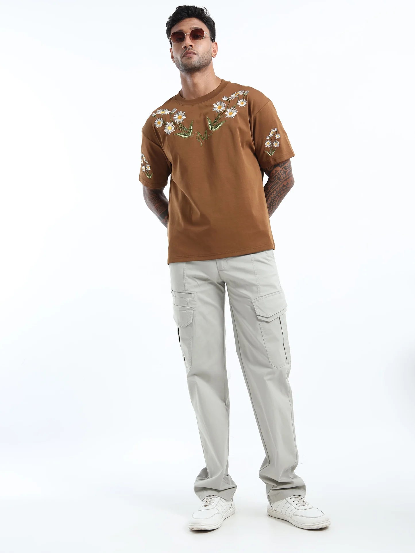 Stylish Brown Loose-Fit Round Neck T-Shirt for Men with Soft Touch Fabric
