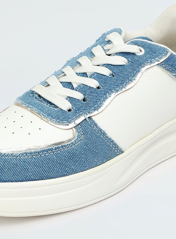 Durable Women’s Colourblocked Denim Infused Sneakers for Long Hours of Comfort and Support