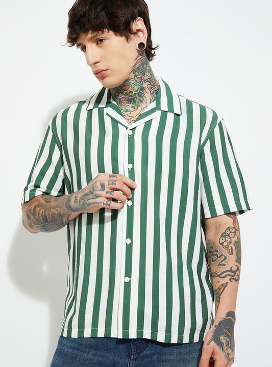 Versatile Men Striped Relaxed Fit Casual Shirt Lightweight Stylish and Comfortable