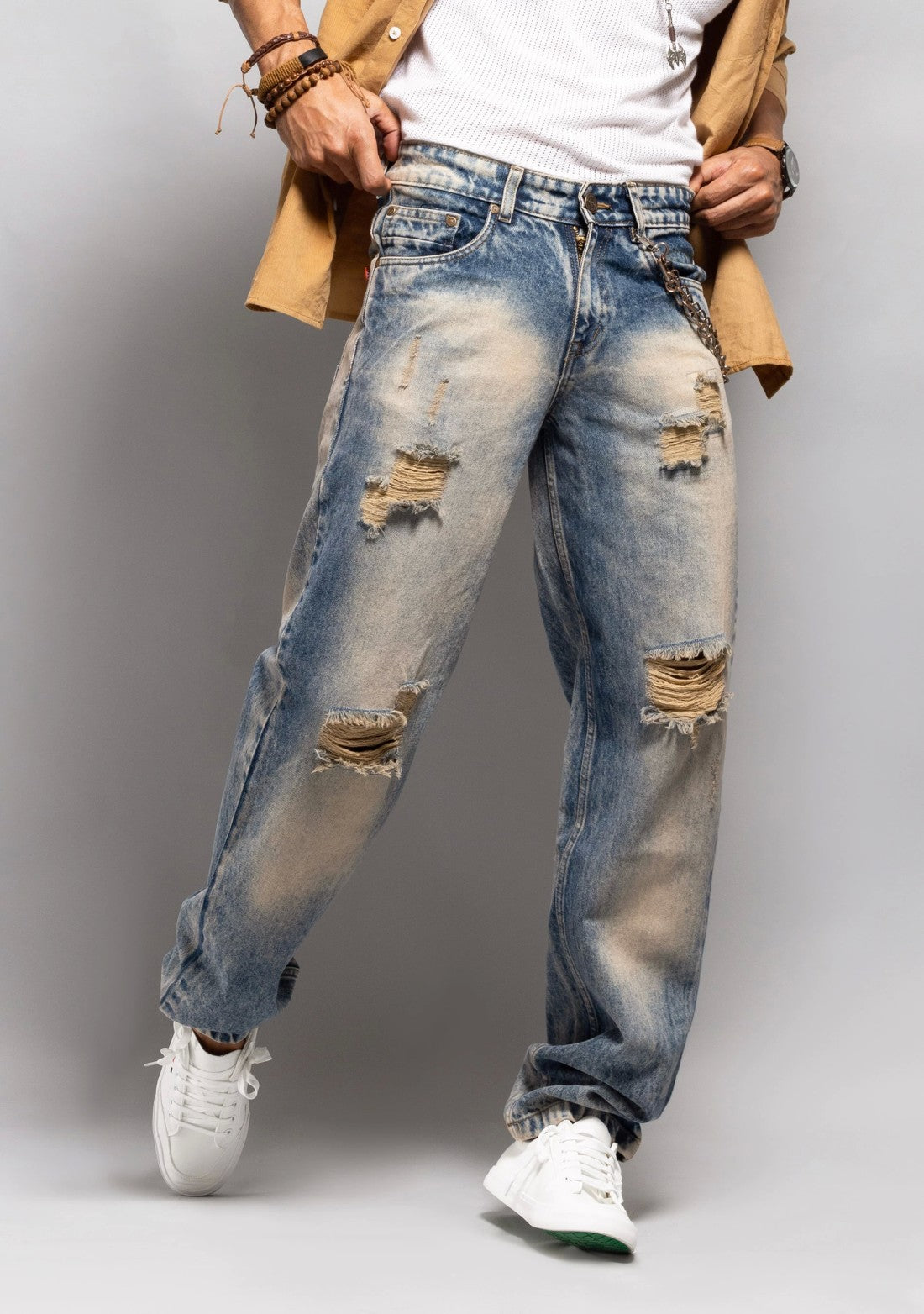 Tinted Blue Comfort Fit Jeans for Men Modern Everyday Style