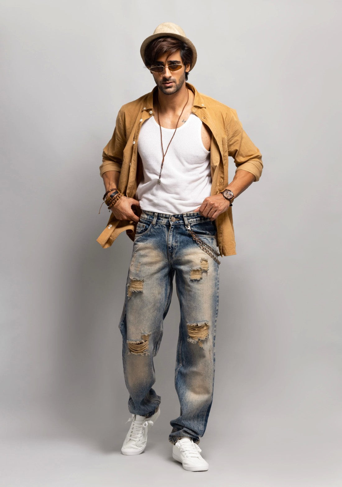 Tinted Blue Comfort Fit Jeans for Men Modern Everyday Style