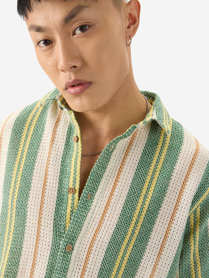 Golden Fields Men Textured Relaxed Fit Casual Shirt Ideal for Outdoor Adventures and Daily Wear