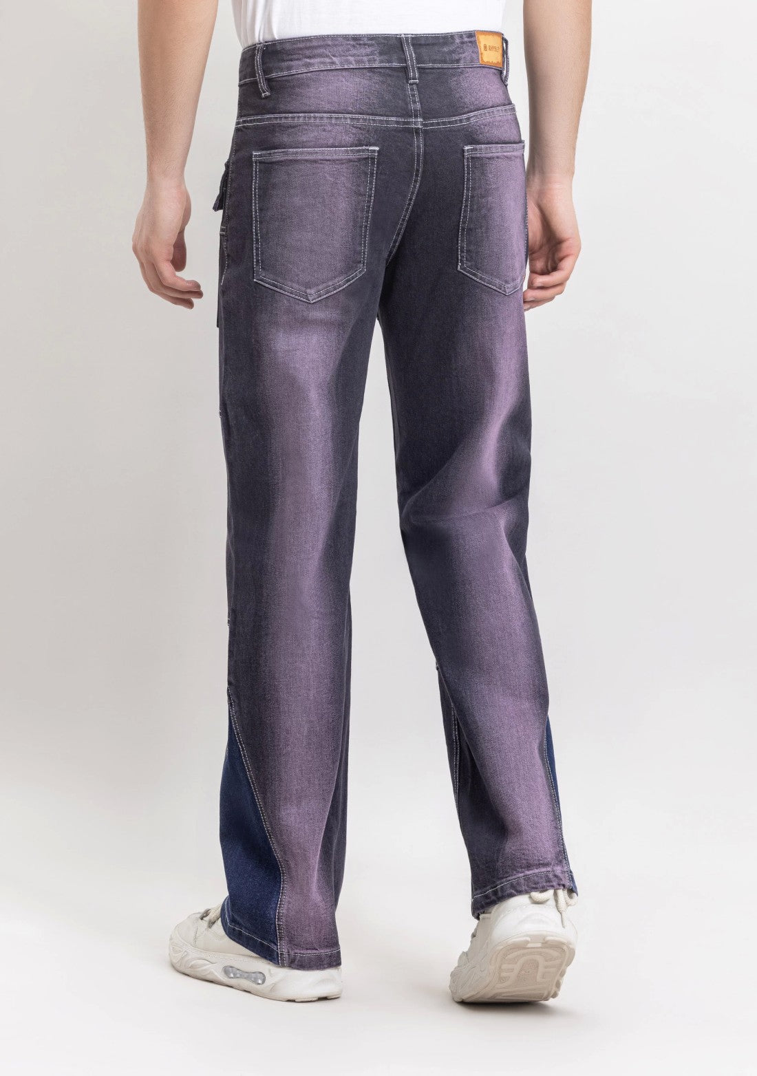 Stylish Purplish Blue Wide Leg Jeans for Men Everyday Streetwear