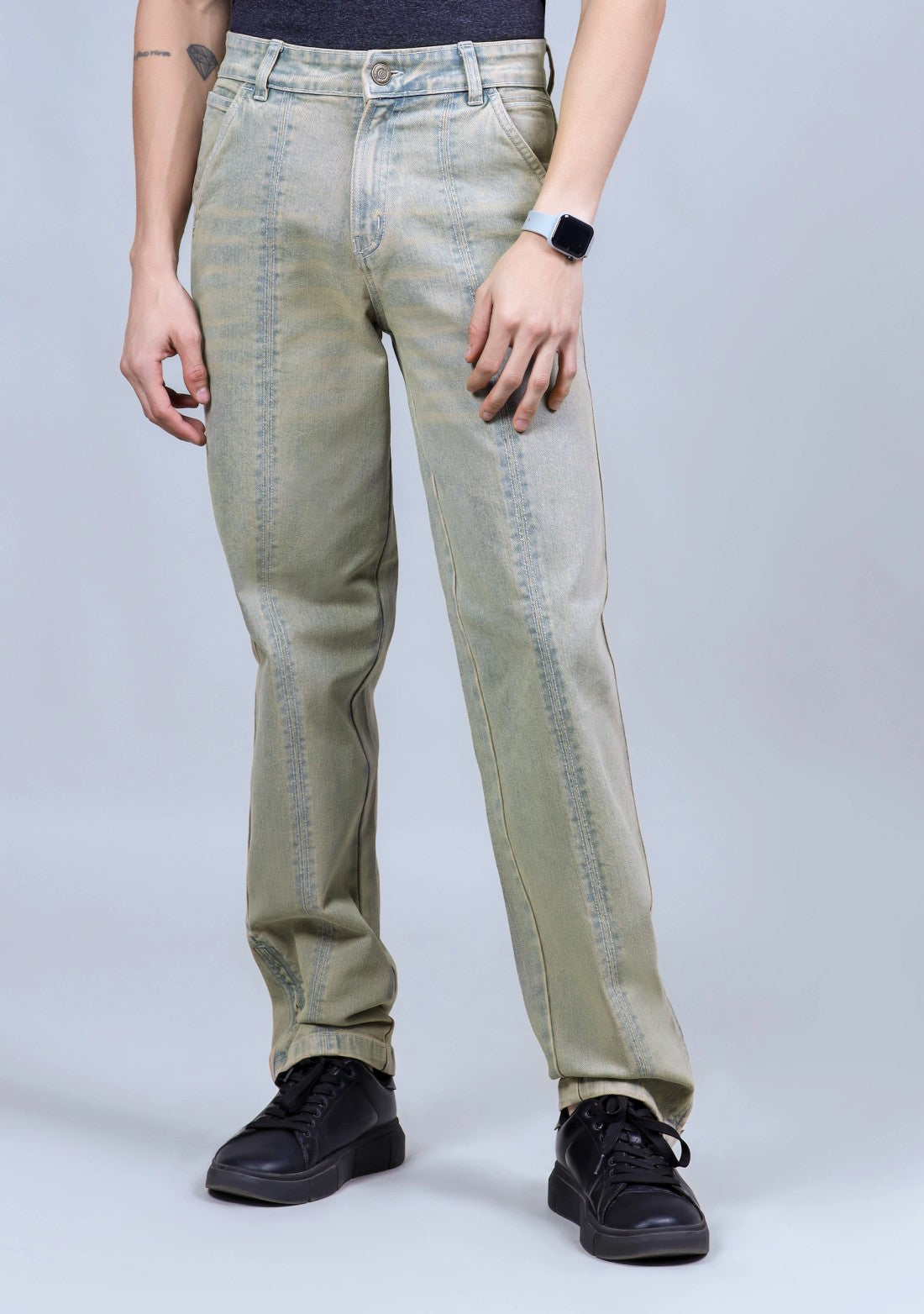 Peach Blue Straight Fit Jeans for Men Comfortable Everyday Denim