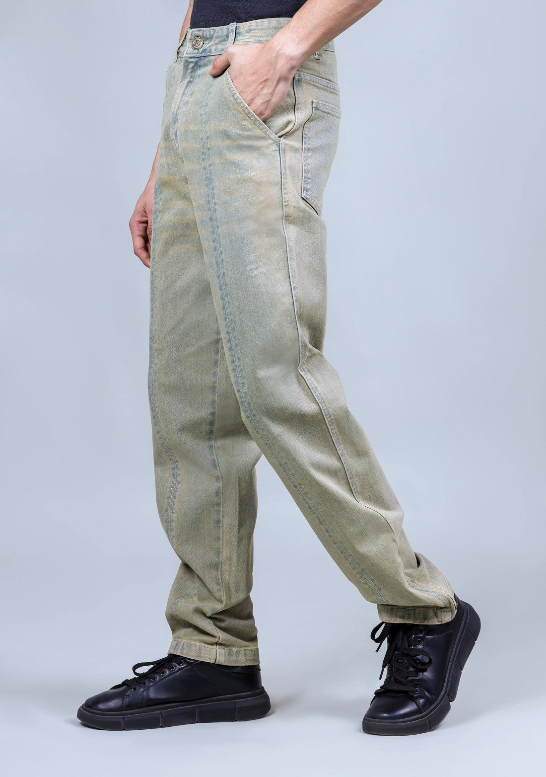 Peach Blue Straight Fit Jeans for Men Comfortable Everyday Denim