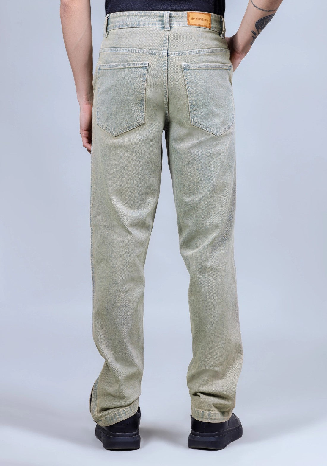 Peach Blue Straight Fit Jeans for Men Comfortable Everyday Denim