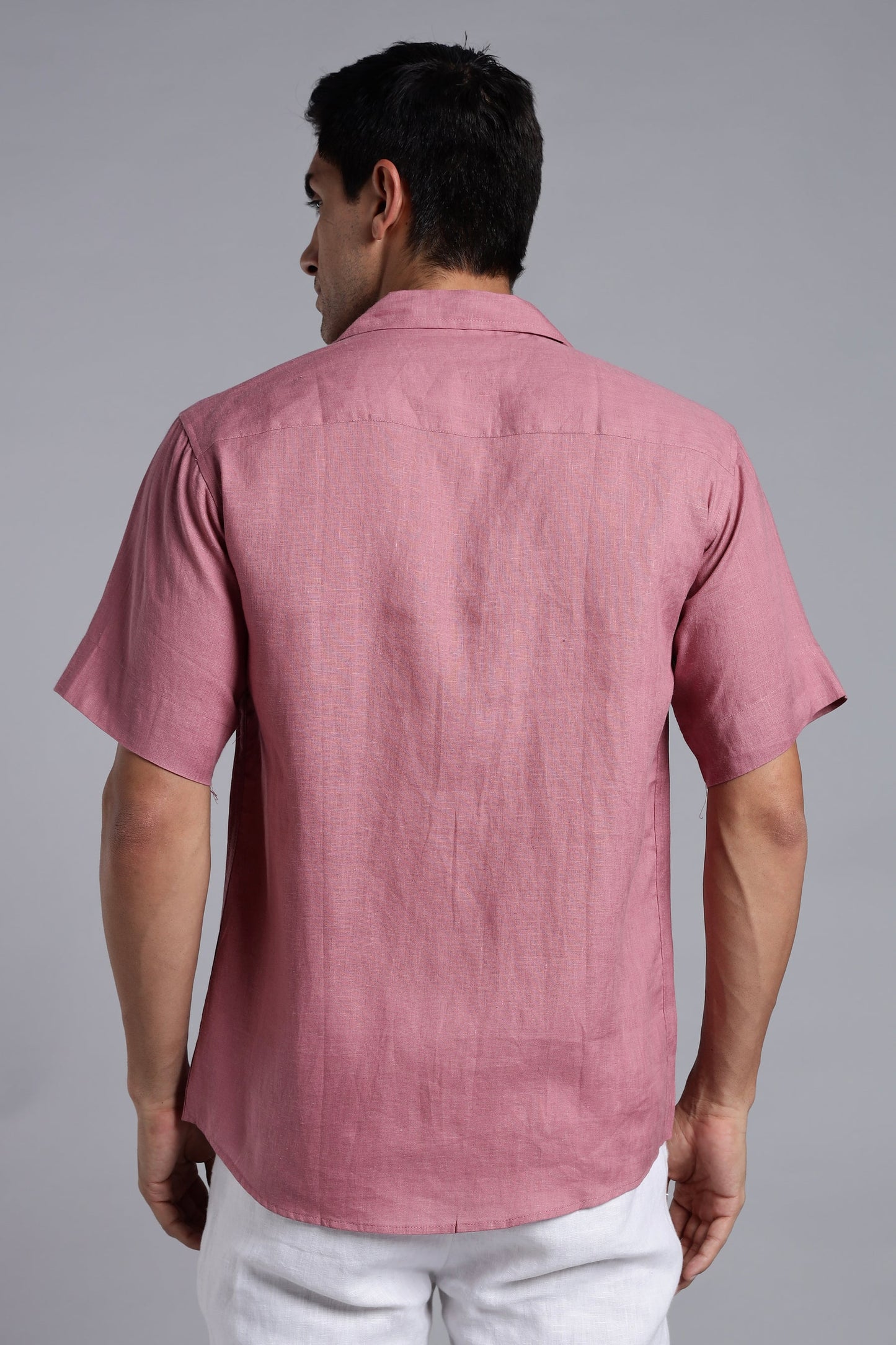 Men’s Casual Rose Linen Shirt Lightweight Relaxed Fit Perfect for Summer Holidays and Outings