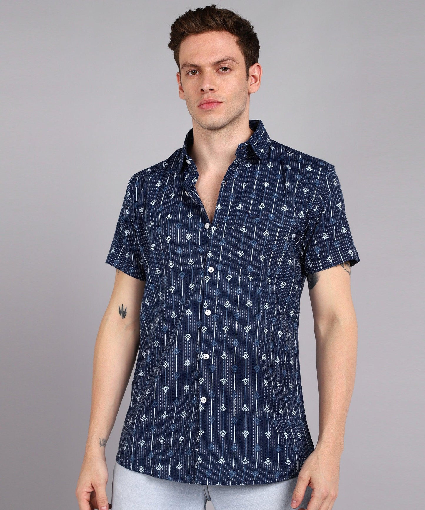 Men’s Half Sleeve Casual Printed Shirt Comfortable Lightweight and Perfect for Everyday Style
