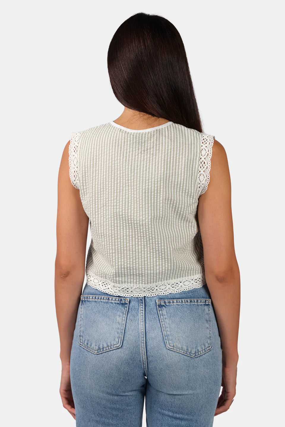 Soft Cotton Lace Top with Crew Neck for Daily Wear