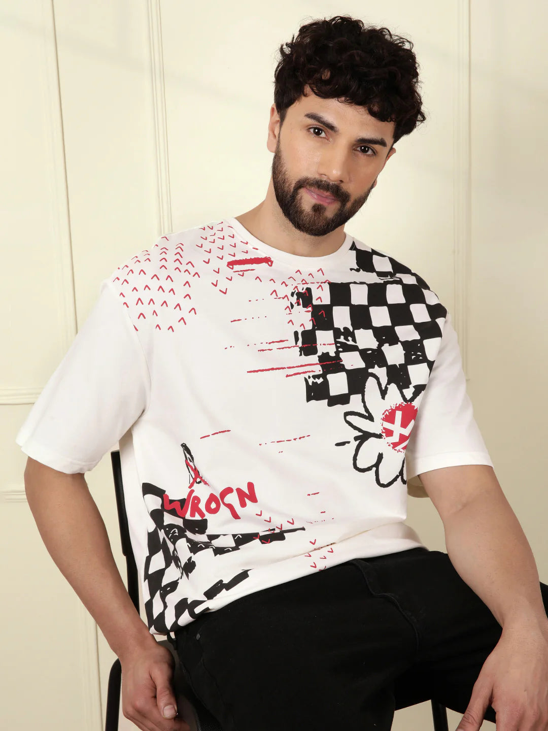 Premium Quality Off White Heavy GSM T-Shirt for Men with Modern Placement Print