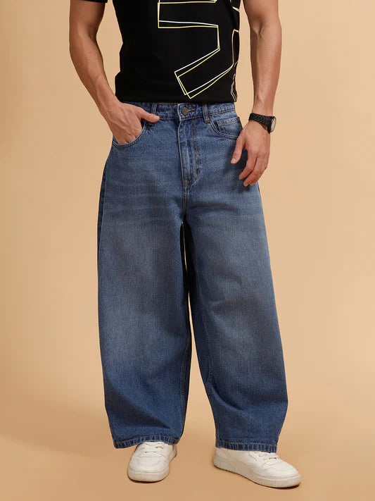 Stylish Blue Baggy Fit Jeans for Men Casual Everyday Outfit