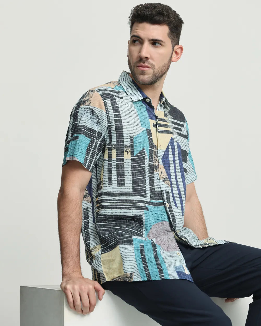 Stylish Multi-Print Slim Fit Shirt for Everyday Casual Look