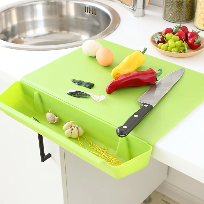 Kitchen Essential 2 in 1 Non Slip Cutting Board with Detachable Chopping Board and Food Box