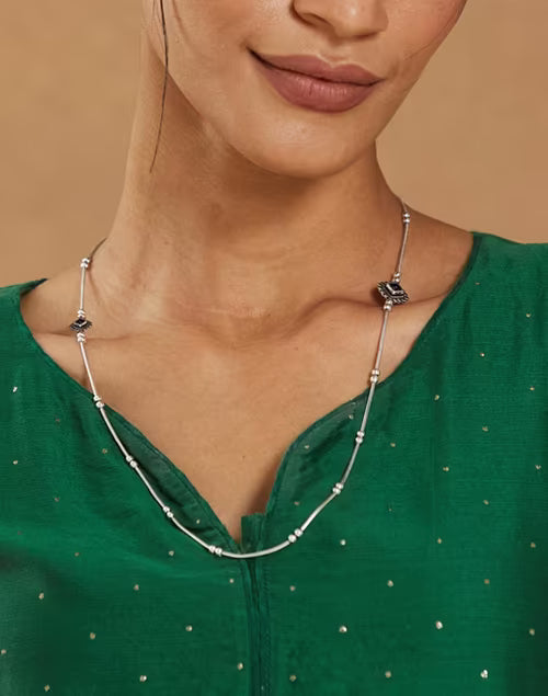 Graceful Silver Necklace with Extended Length for Layering