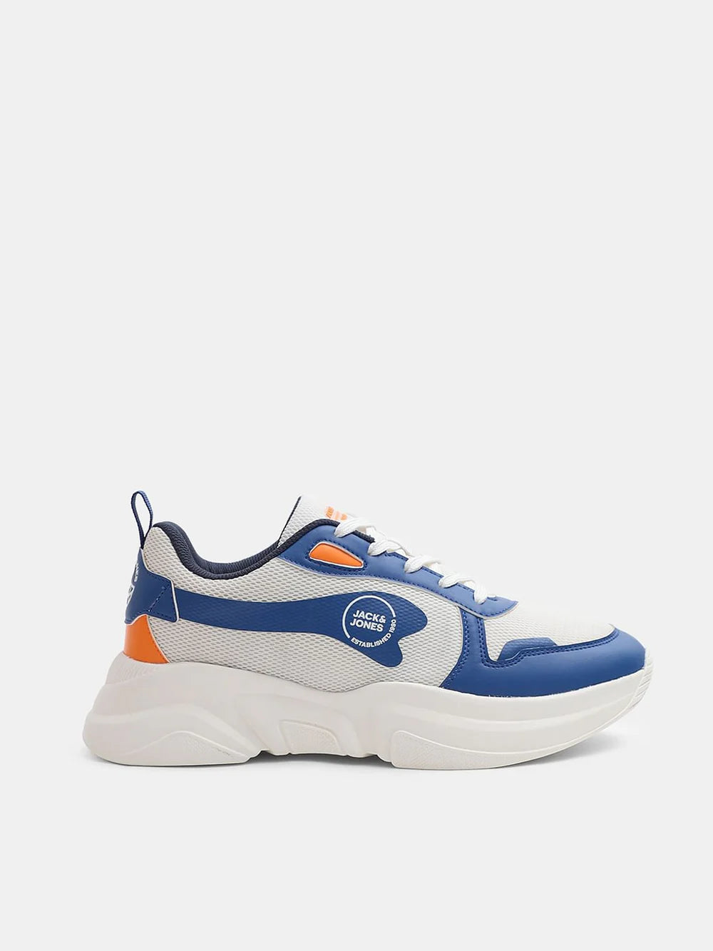 White Chunky Sneakers with Colourblock Detailing Comfortable Style