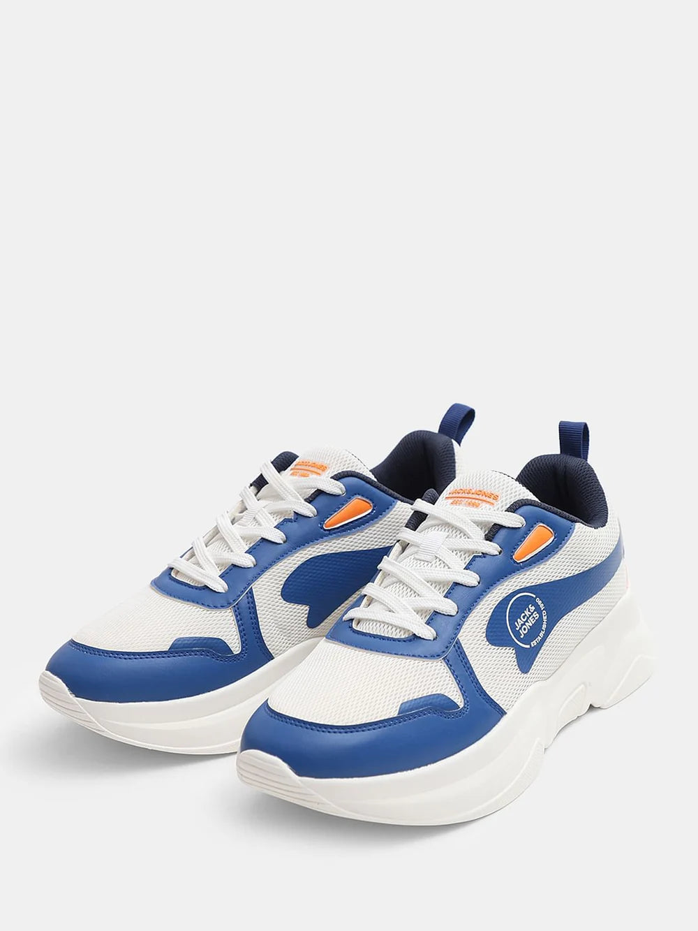 White Chunky Sneakers with Colourblock Detailing Comfortable Style