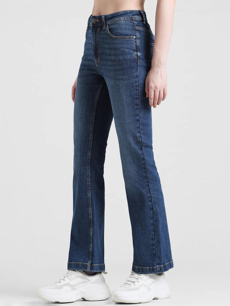 Elegant Blue High Rise Flora Flared Jeans for Women Ideal for Everyday Wear