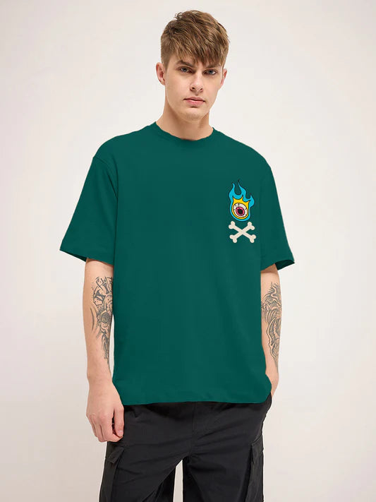 Soft Cotton Green T-Shirt Oversized Men’s Graphic Print