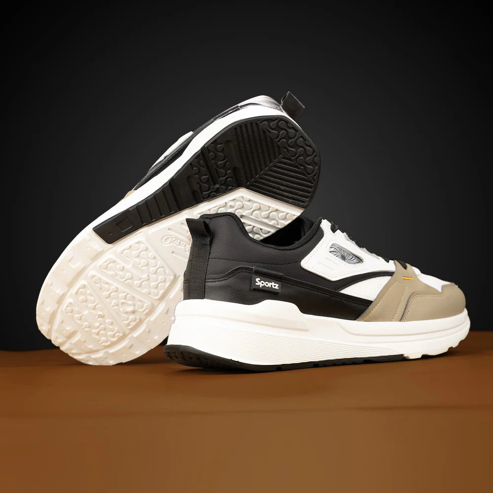 Trendy Men’s Sports Sneakers in White and Black for Street Style and Active Lifestyle
