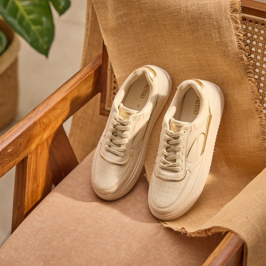 Beige Casual Sneakers for Women Breathable and Flexible Shoes for Street Style