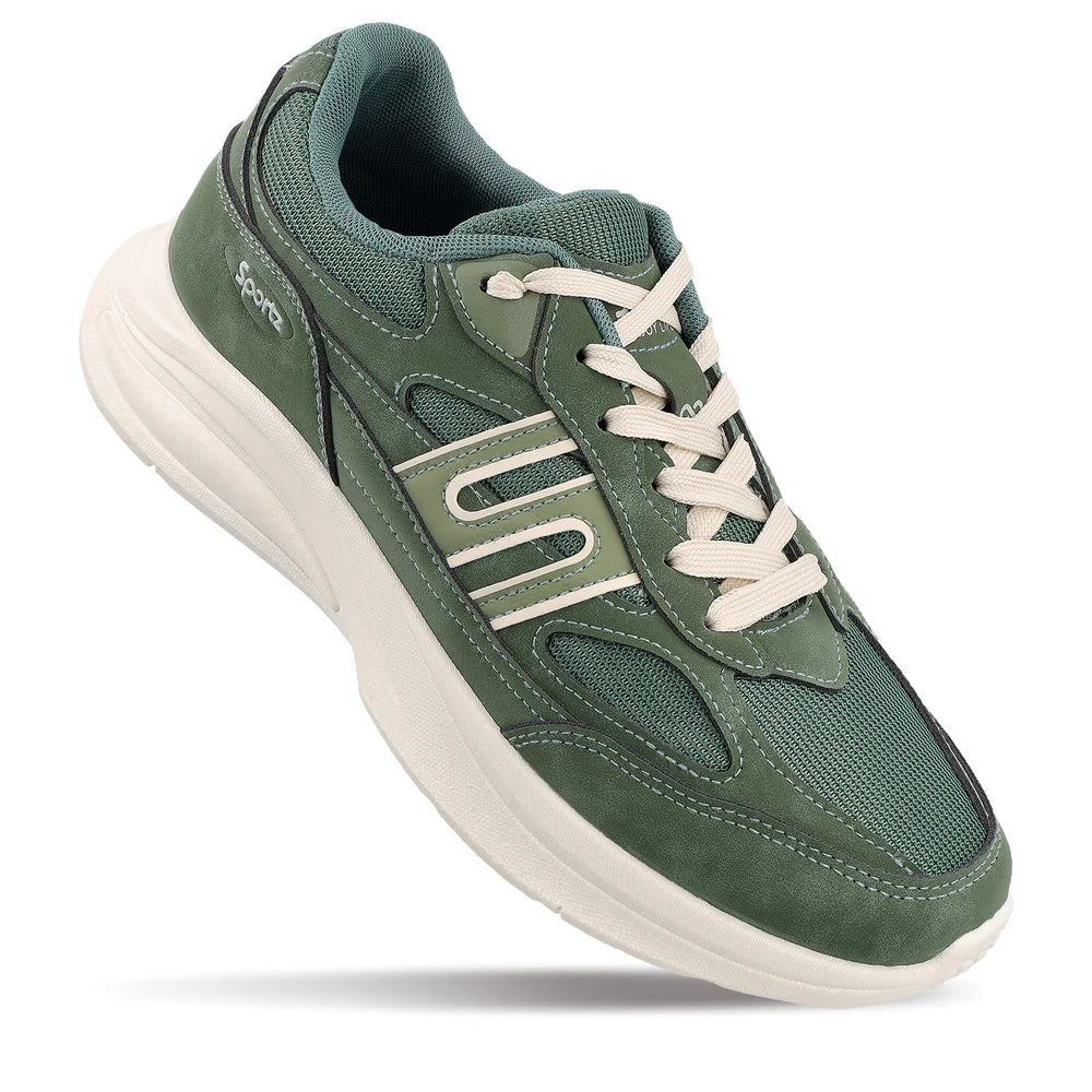 Comfortable Men’s Suede Sports Sneakers in Dark Green for Walking and Outdoor Activities