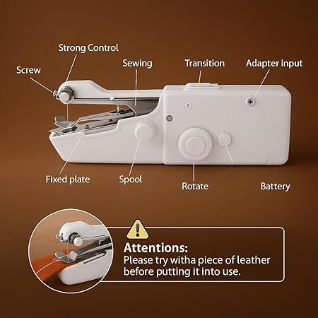 Portable Electric Hand Stitch Machine Cordless Stapler Style Mini Sewing Machine for On-the-Spot Repairs