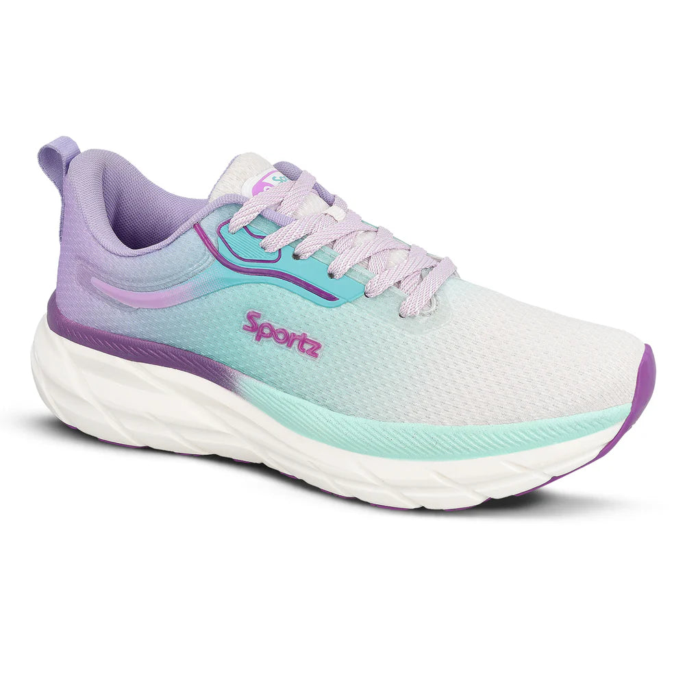 Versatile Women’s Lace-Up Sports Shoes in Purple and Green for Fitness, Running, and Casual Outings