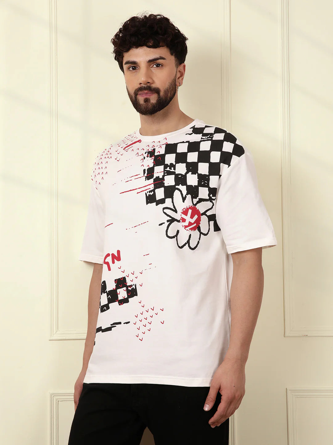 Premium Quality Off White Heavy GSM T-Shirt for Men with Modern Placement Print