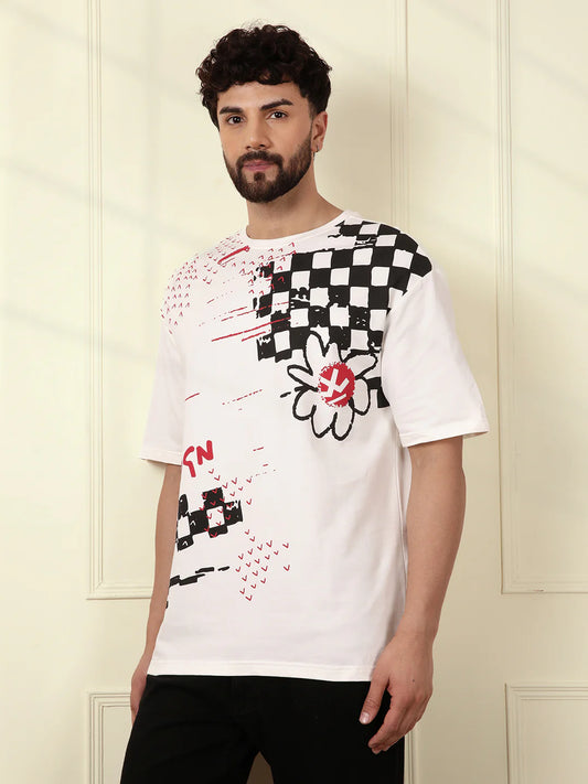 Premium Quality Off White Heavy GSM T-Shirt for Men with Modern Placement Print
