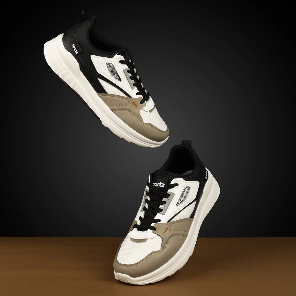 Trendy Men’s Sports Sneakers in White and Black for Street Style and Active Lifestyle
