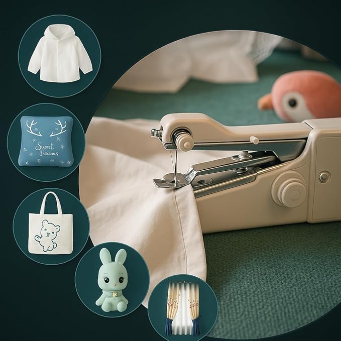 Portable Electric Hand Stitch Machine Cordless Stapler Style Mini Sewing Machine for On-the-Spot Repairs