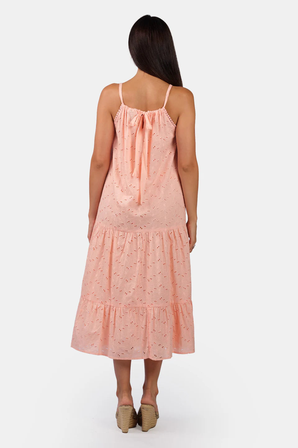 Relaxed Fit Women’s Cotton Schiffli Halter Maxi Dress