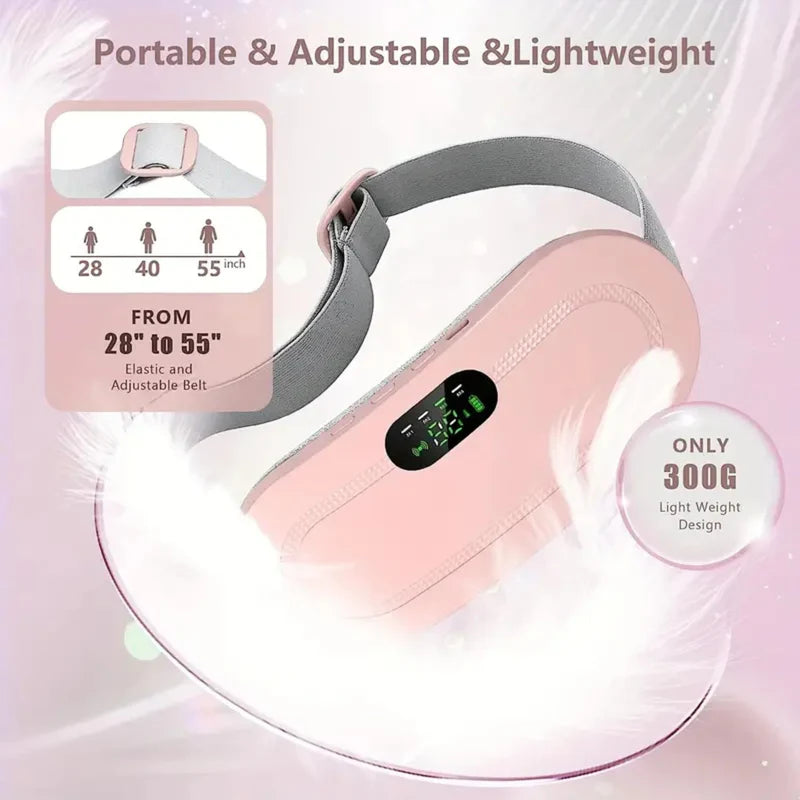 Portable Rechargeable Heating Pad and Massage Belt for Women with Adjustable Heat and Vibration