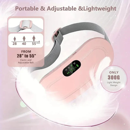 Portable Rechargeable Heating Pad and Massage Belt for Women with Adjustable Heat and Vibration