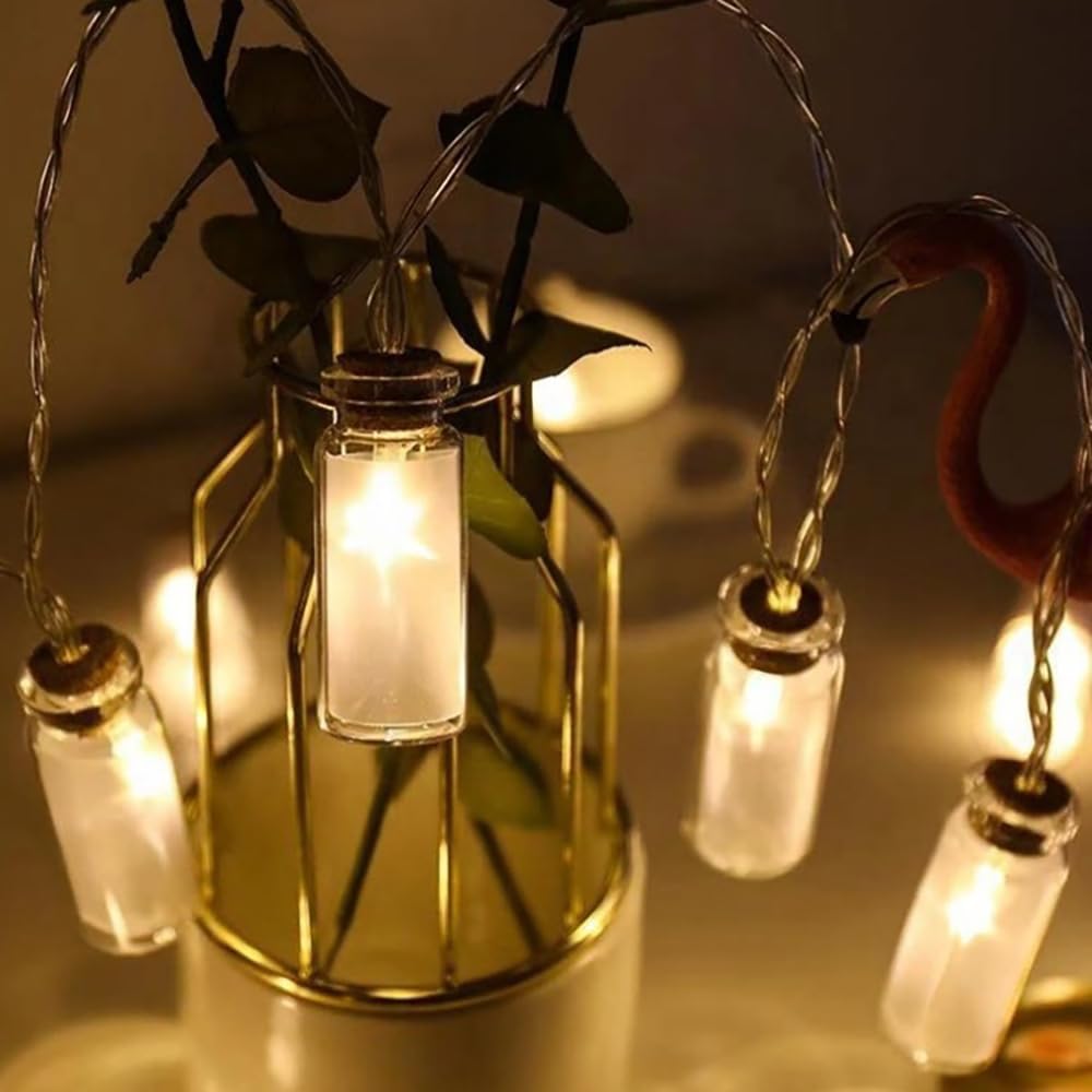LED Jar String Fairy Lights Warm White 14 LED 3 Meter Decorative Lights for Indoor and Outdoor Use