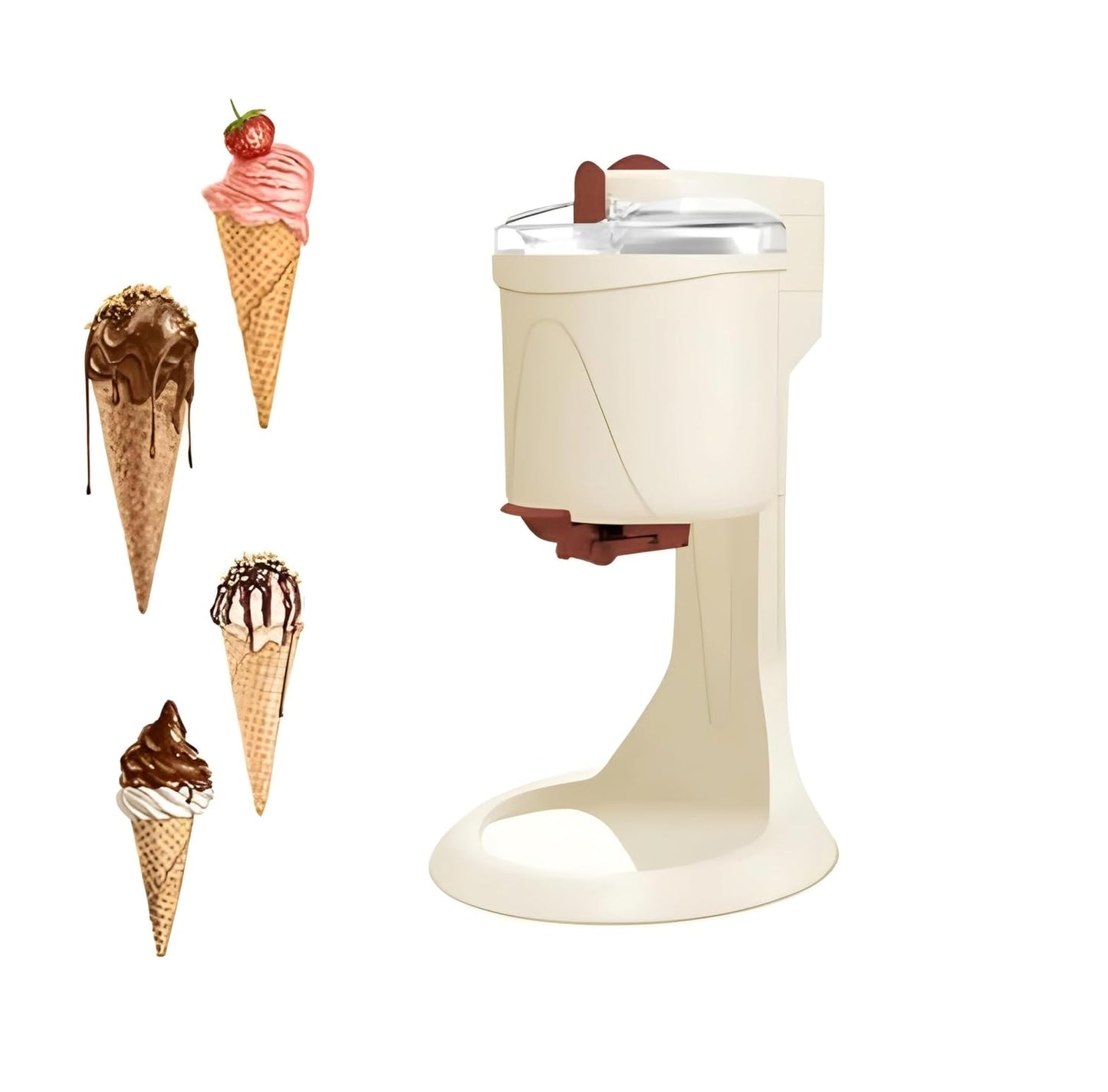 Mini Ice Cream Cone Machine Fully Automatic for Home Kitchen Makes Fruit Ice Cream, Slushies, and Frozen Yogurt