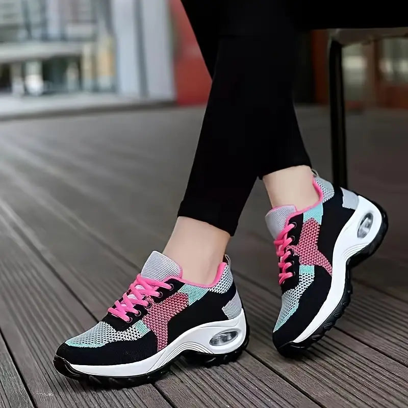 Women’s Lace Up Sneakers Lightweight Rubber Sole and Breathable Microfiber Upper for All Season Comfort and Everyday Wear